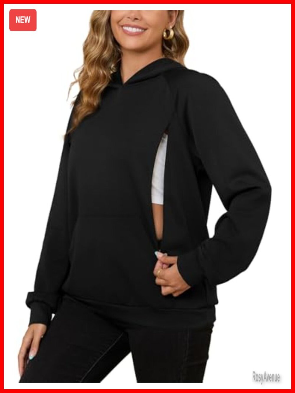 Nursing Hoodie Sweatshirt Breastfeeding Hidden Zippers Maternity Pumping Top